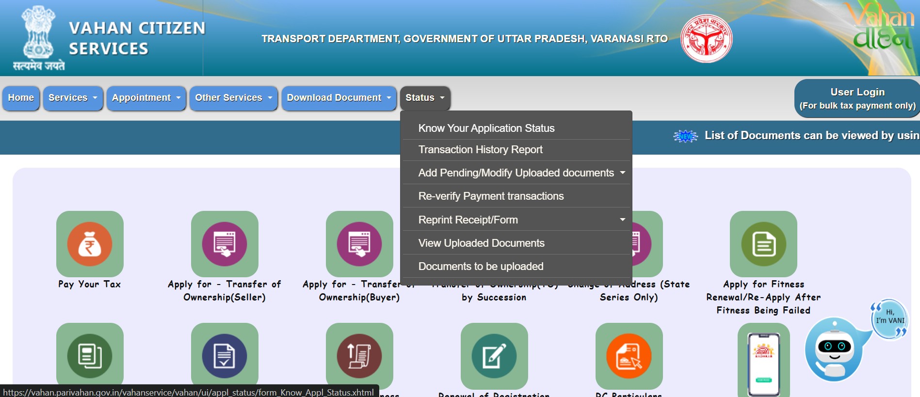 checking RC application status in Punjab